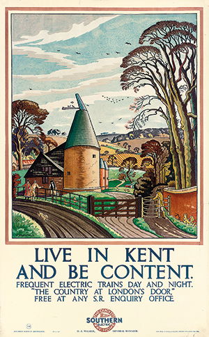 A Southern Railways poster from the 1930s lauds the 'Garden of England'.