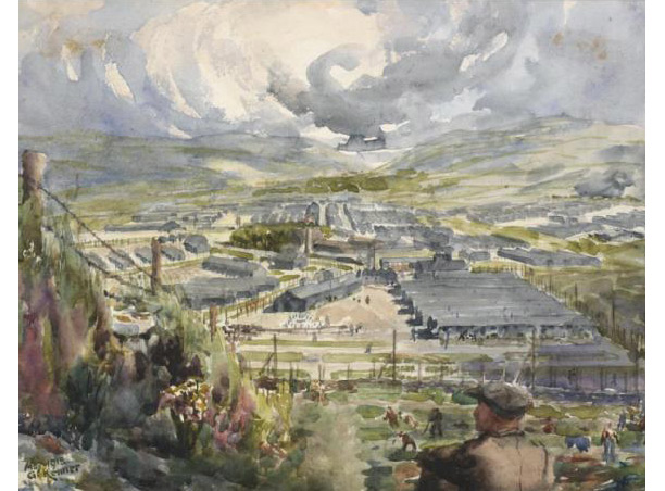 Knockaloe Internment Camp, on the Isle of Man, by George Kenner, 1918