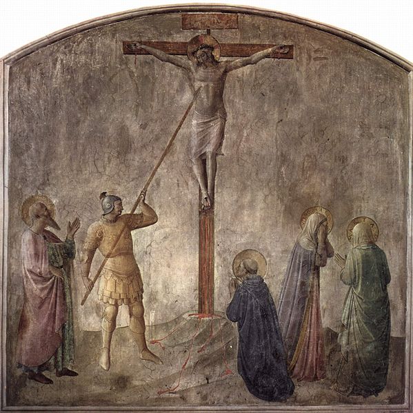 Jesus' side is pierced with a spear, Fra Angelico (c. 1440), Dominican monastery of San Marco, Florence