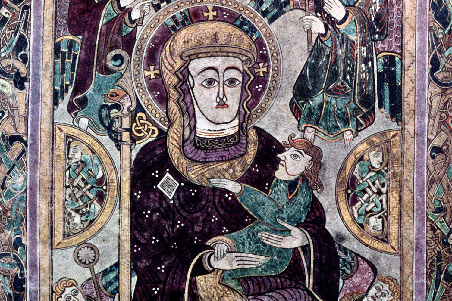 The Virgin and Child depicted in the Book of Kells, 9th century. 