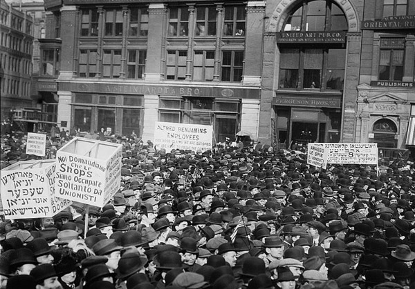 Crowd gathered in Union Square, New York City during the May Day parade, May 1, 1913