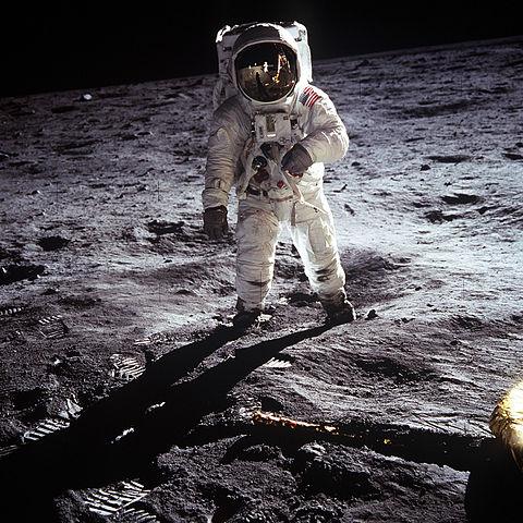 Photograph of Buzz Aldrin, taken by his fellow astronaut Neil Armstrong, on the surface of the moon, July 20th, 1969