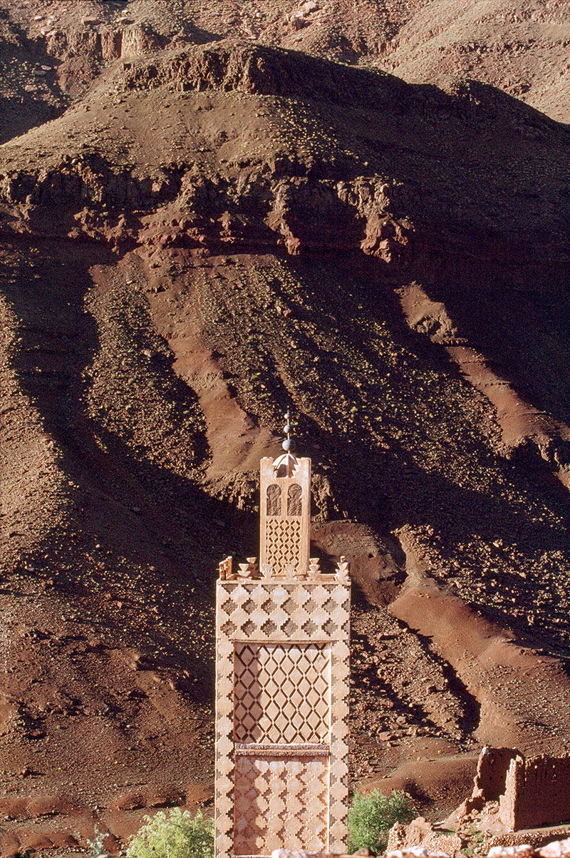 Minaret of a mosque, southern Morocco, 1997. Minaret of a mosque, southern Morocco, 1997.