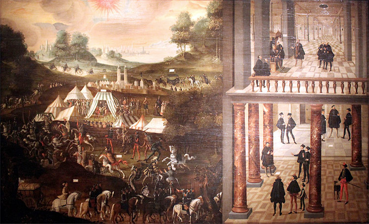 Battle of Mühlberg 1547 and imprisonment of elector Johann Friedrich of Saxony (painting from 1630, Deutsches Historisches Museum)