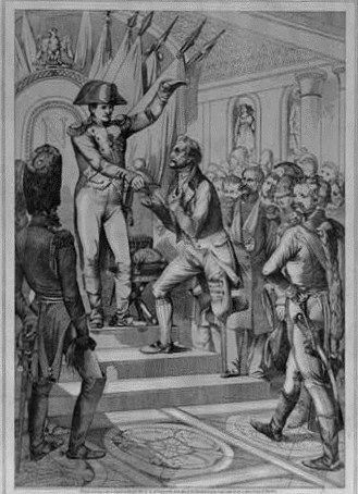 Napoleon I standing at the top of a triple-tiered platform hands the Legion of Honor to a veteran who lost a foot during battle, 1802. Rixinger, Francis , artist. Library of Congress. Napoleon I standing at the top of a triple-tiered platform hands the Legion of Honor to a veteran who lost a foot during battle, 1802. Rixinger, Francis , artist. Library of Congress.