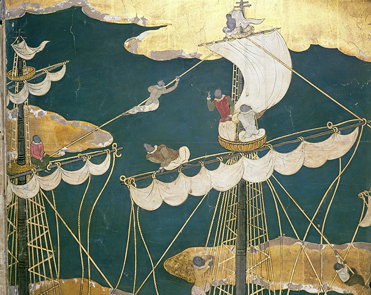 The Arrival of the Portuguese in Japan, Namban screen, Japan c.1600.