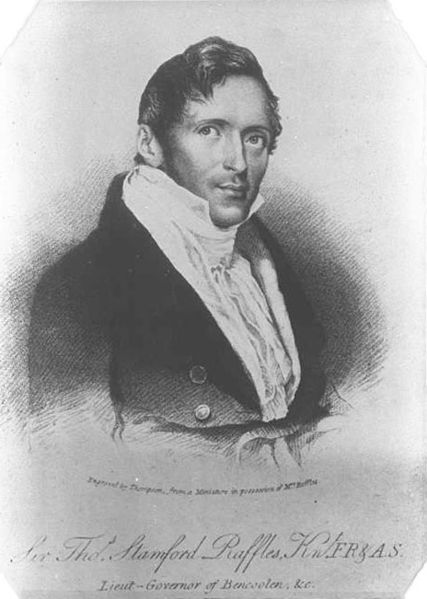 Thomas Stamford Raffles ("Engraved by Thompson, from a Miniature in posession of Mr. Raffles")