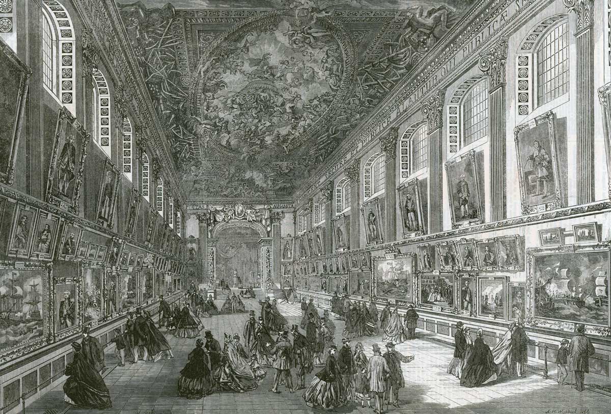 A visit to Greenwich Hospital: the Painted Hall,  Illustrated London News, 22 April 1865 © Bridgeman Images.