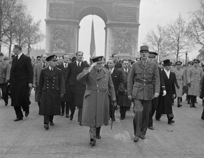 General de Gaulle and Churchill in Paris for the French Armistice Day Parade, 11 November 1944. Wiki Commons.