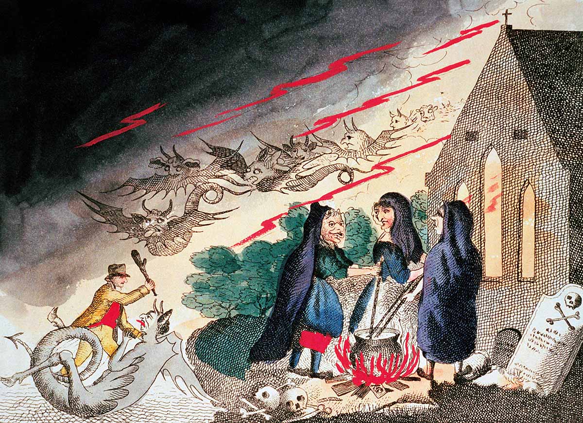 Three witches in a graveyard, English, c.1790 © akg-images.