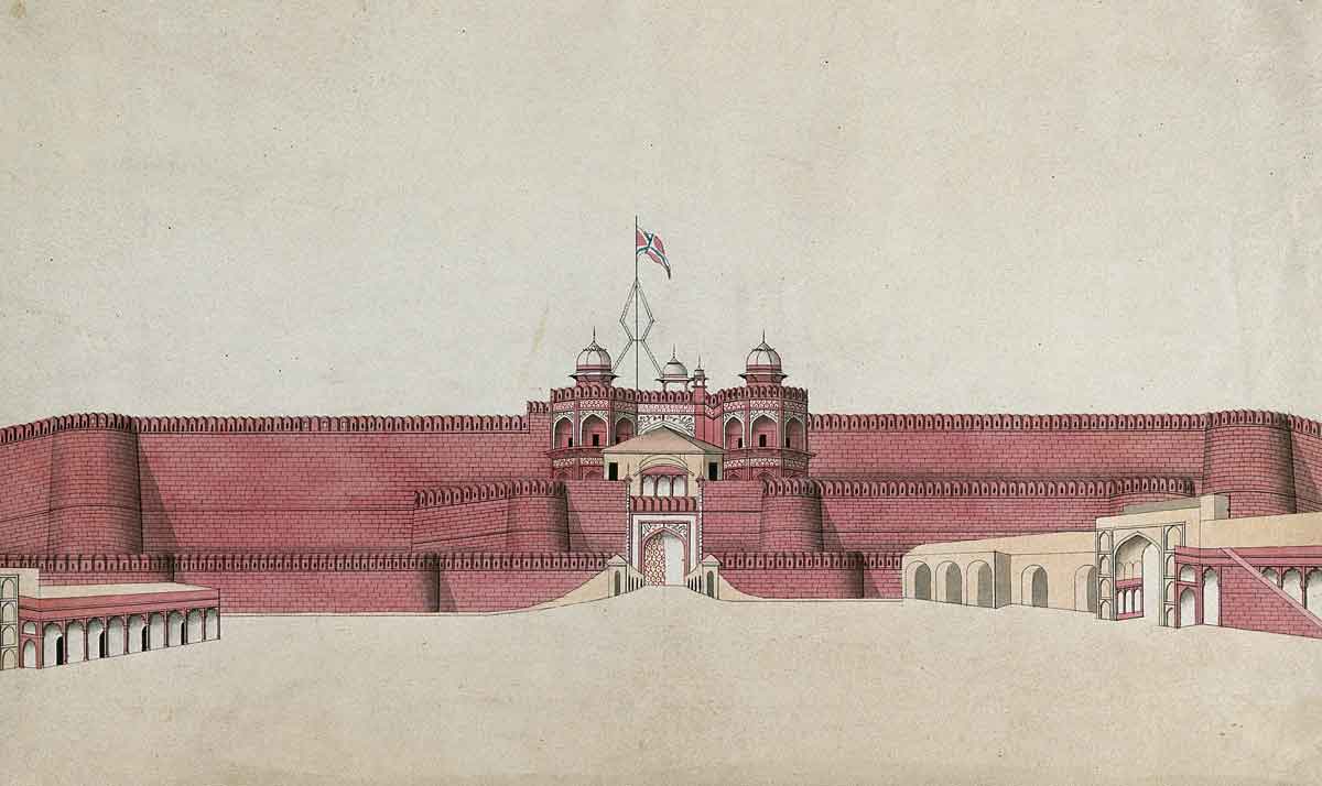 A Mughal Fort, probably in Agra. Watercolour painting by an Indian artist, 19th century. Wellcome Collection.