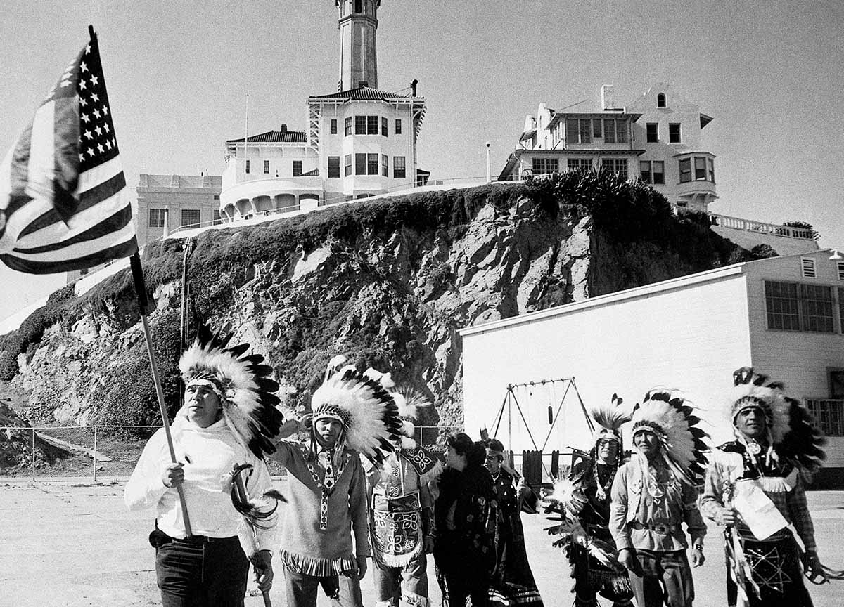 A group of Sioux Indians protests at Alcatraz, 1968 © Getty Images