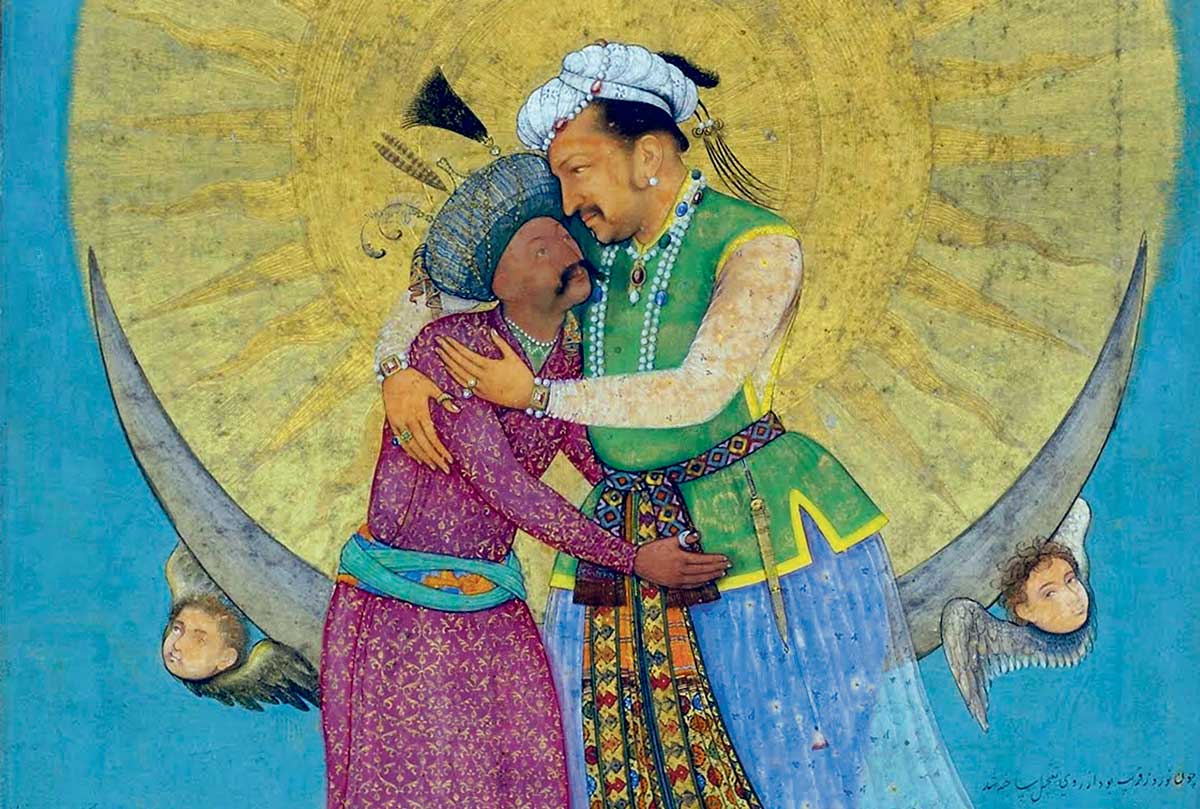 Emperor Jahangir of India (right) and Shah Abbas of Persia embrace, 17th century © Bridgeman Images.