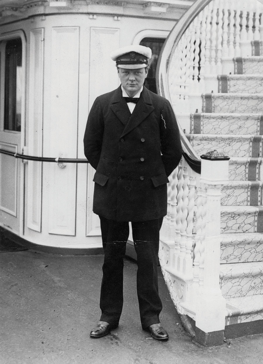 Winston Churchill, First Lord of the Admiralty, on board the Royal Yacht, 1912.