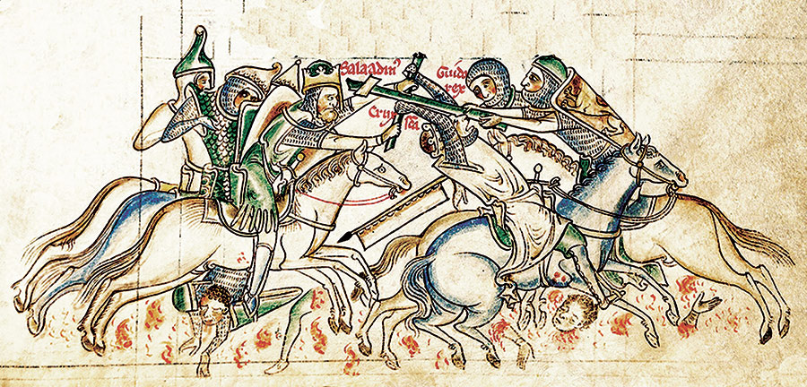 Guy de Lusignan and Saladin in Battle / Mathew Paris, c.1250