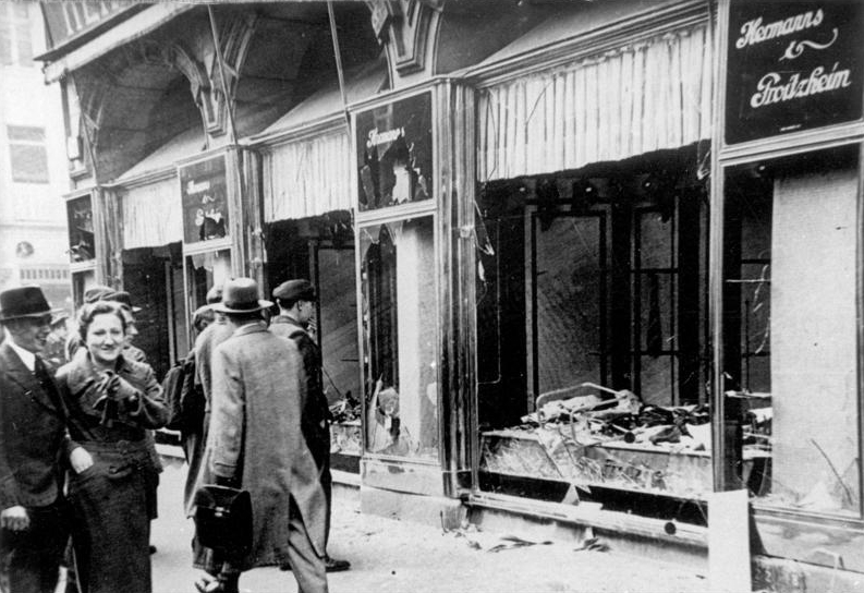 Shop damage following Kristallnacht