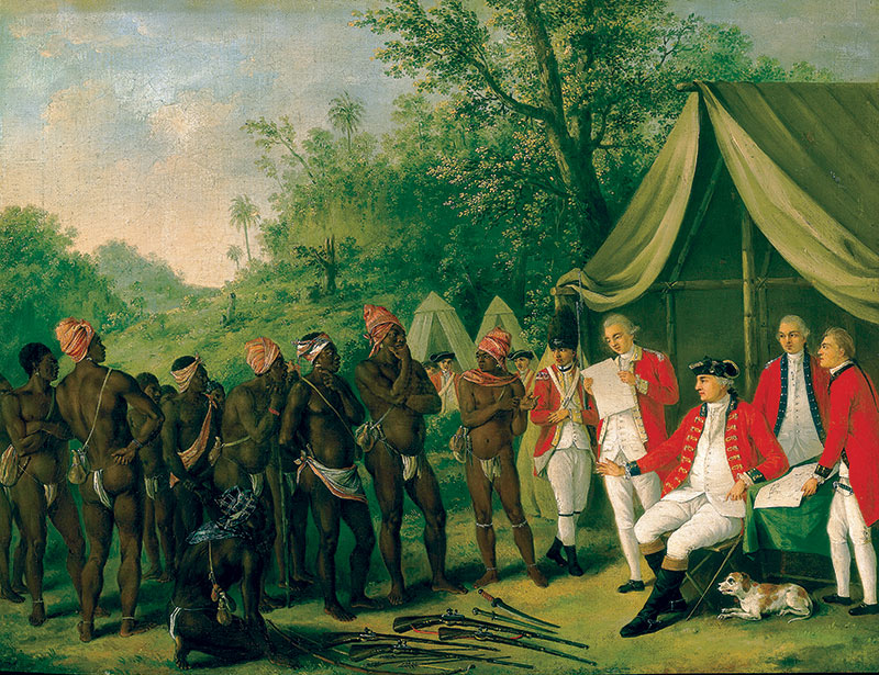 Pacification with Maroons on the Island of Jamaica, by Agostino Runias (1728-96).
