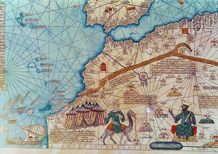 Between the seas: detail from the Catalan Atlas, 1375