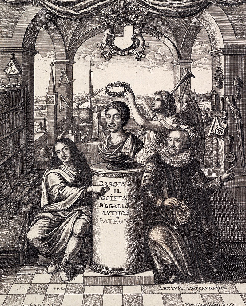 The frontispiece to Thomas Sprat’s History of the Royal Society, 1667.