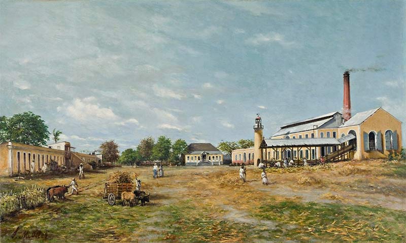 Hacienda La Fortuna. A sugar mill complex in Puerto Rico, painted by Francisco Oller in 1885