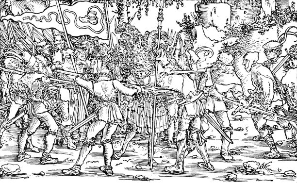 Hard times: an engraving from a scene from the German Peasants' War, Augsburg, 1539