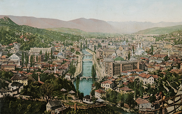 A photograph from the early 1900s of Sarajevo taken from the east. Getty Images/Popperfoto