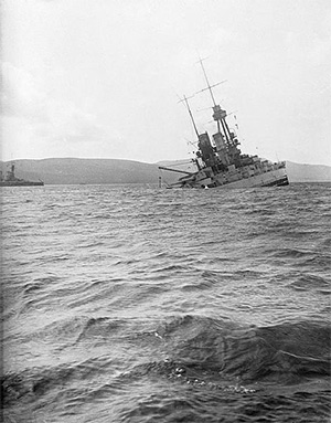 SMS Bayern sinking by the stern