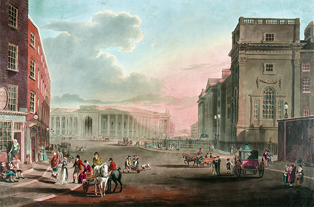 College Green, Dublin in 1807. National Library of Ireland