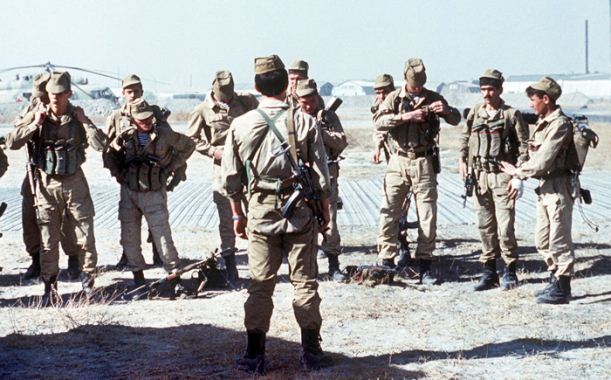A Soviet Spetsnaz (special operations) group prepares for a mission in Afghanistan, 1988. Photo by Mikhail Evstafiev
