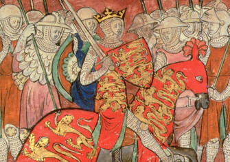 Redeemed: William the Conqueror riding with his soldiers, English, c.14th century.