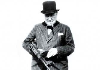 Winston  Churchill with a Tommy Gun, Hartlepool, 1940.