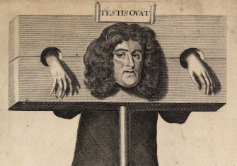 Titus Oates in the pillory, 1685.