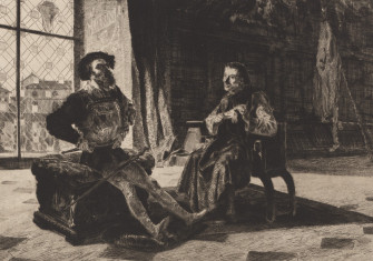 Cesare Borgia and Machiavelli, etching by Federico Faruffini, 1866. National Gallery of Art. Public Domain.