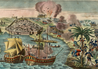 The bombardment of Algiers, 1830. Prints, Drawings and Watercolors from the Anne S.K. Brown Military Collection. Brown Digital Repository. Brown University Library. Public Domain.