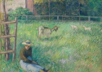 Seated Peasant Woman with Goats, by Camille Pissarro, c. 1885. Metropolitan Museum of Art. Public Domain.