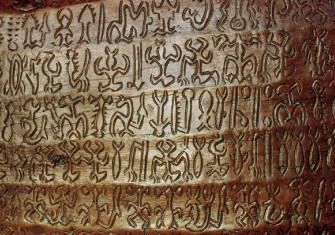 ‘Strange hieroglyphs’: rongorongo inscription, Easter Island. George Holton/Science Photo Library