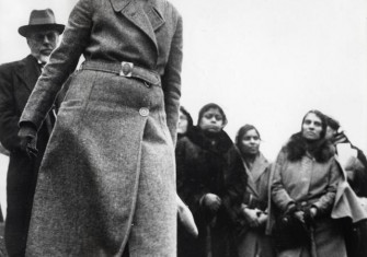 Sylvia Pankhurst protesting in Trafalgar Square, London, 1932.