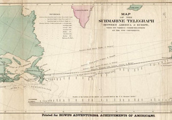 Map of the 1858 trans-Atlantic cable route