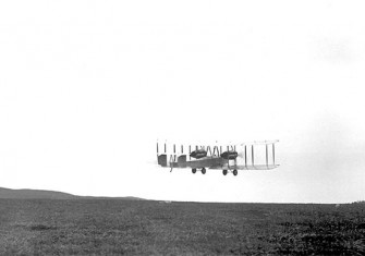 Alcock and Brown takeoff from St. John's, Newfoundland in 1919.