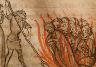 Knights Templars being burned at the stake.