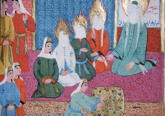 Muhammad and his wives. Turkish miniature, 18th century