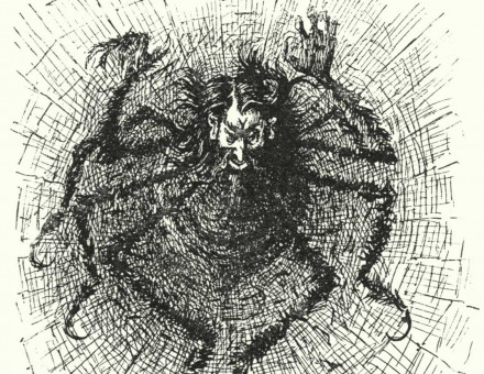 Antisemitic caricature: illustration for Trilby, A Novel, 1895. Bridgeman Images.