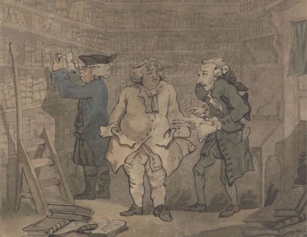 ‘Bookseller and Author’ by Thomas Rowlandson, 1784. Yale Center for British Art, Paul Mellon Collection. Public Domain.