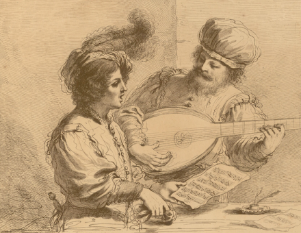 Two musicians, by Francesco Bartolozzi, c. 1764-1800. Albertina. Public Domain.