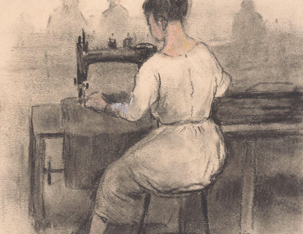 A woman at a sewing machine, by Herman Heijenbrock, c. early 20th century. Rijksmuseum. Public Domain.