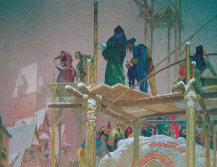 Detail from A Brothel Converted to  a Convent by Jan Milíč  of Kroměříž’, from the Slav Epic, by Alphonse Marie Mucha, 1916. 