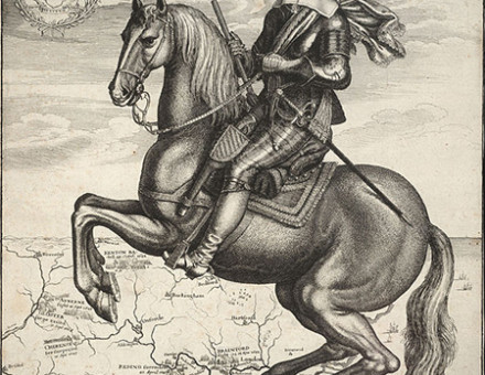 Robert Devereux depicted as Captain General on horseback, an engraving by Wenceslas Hollar