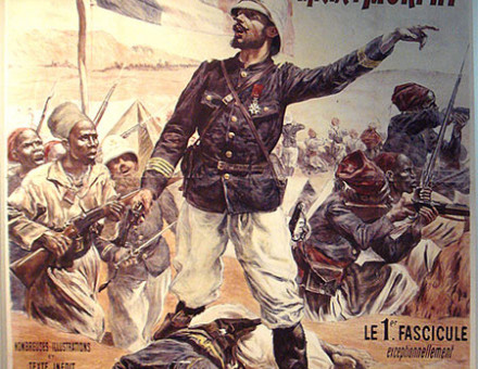 Contemporary illustration of Major Marchand's trek across Africa.