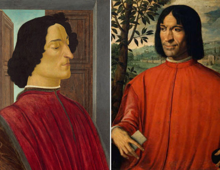 Giuliano de' Medici (left) and Lorenzo de' Medici. Portraits by Botticelli and an unknown artist