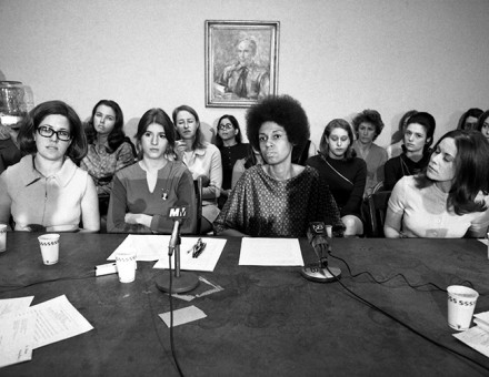 Fighting back: Newsweek employees hold a press conference in New York with lawyer Eleanor Holmes Norton to announce their suit under the 1964 Civil Rights Act, March 16th, 1970. © Bettmann/Getty Images